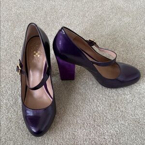 Vince Camuto Deep Purple Mary Jane Suede Block Heel Pumps